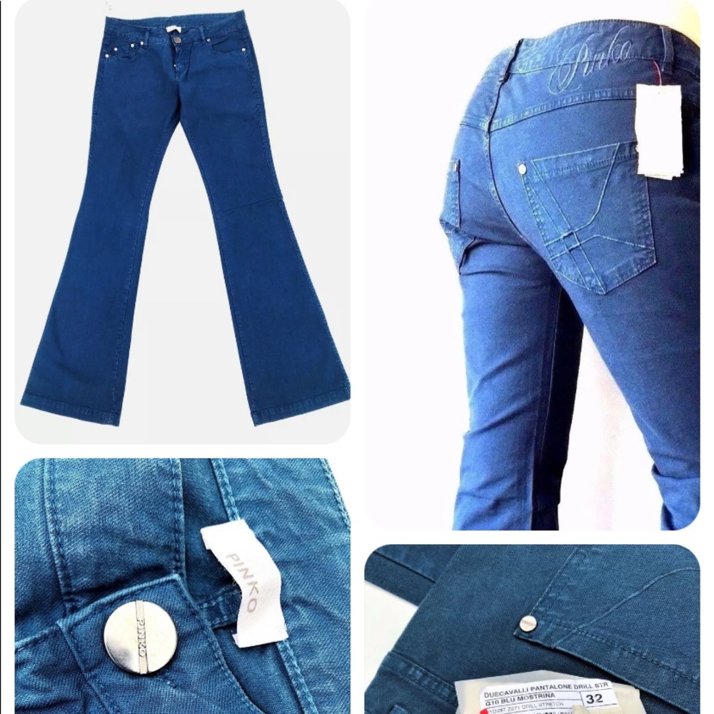 PINKO Greenish Blue Stretch Italian Flare Jeans Size W 32